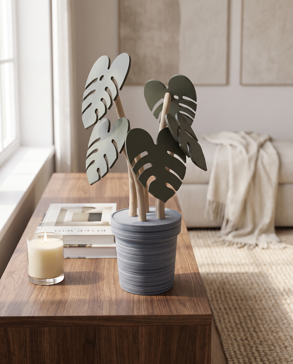 Verdant sculptural plant by EL Faro with two-tone matte leaves
